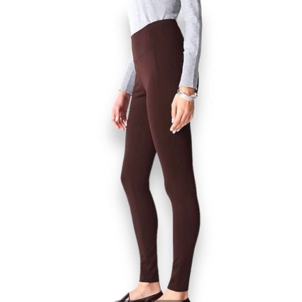 J Jill Ponte Leggings Burgundy Stretch Knit Pull On Pants Purple Women’s Size L